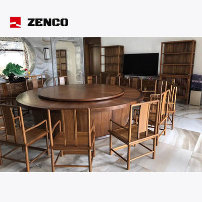 Massivholz-Chinesisch-Stil-Esstisch-Set mit Drehtisch 12 Stühle und 2 Weinschränke