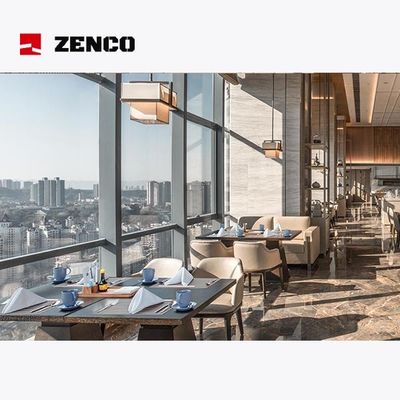 Moderne Luxus-Hotel-Restaurant-Möbel-Set Massivholz-Tisch und Ledersessel für vier Personen