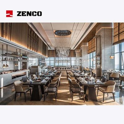 Moderne Luxus-Hotel-Restaurant-Möbel-Set Massivholz-Tisch und Ledersessel für vier Personen