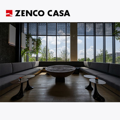 Hotel-Freizeitmöbel Fest-Mehrpersonen-Sofa Wabi Sabi-Stil Holzpfeiler-Kafetisch