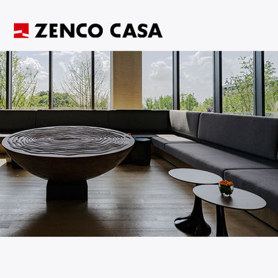 Hotel-Freizeitmöbel Fest-Mehrpersonen-Sofa Wabi Sabi-Stil Holzpfeiler-Kafetisch