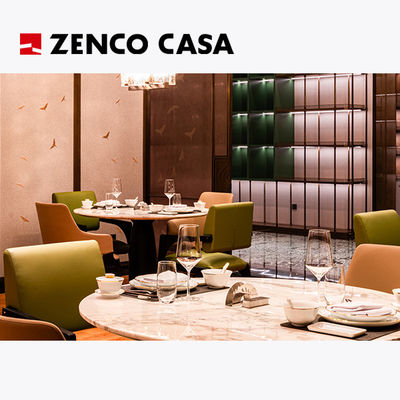Hotel-Restaurantmöbel umfassen Marmor-Rundtisch und Leder-Esstühle