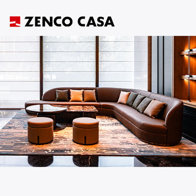 Das Hotel-Freizeitmöbel-Set beinhaltet Ledersofas und Marmor-Tische