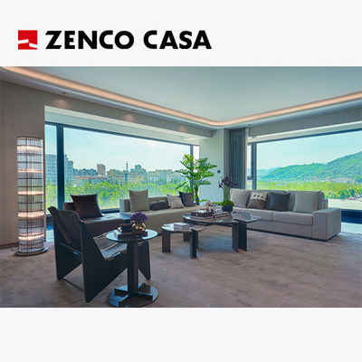Modernes Wohnzimmer mit Mehrsitz-Sofa und Marmor-Tisch