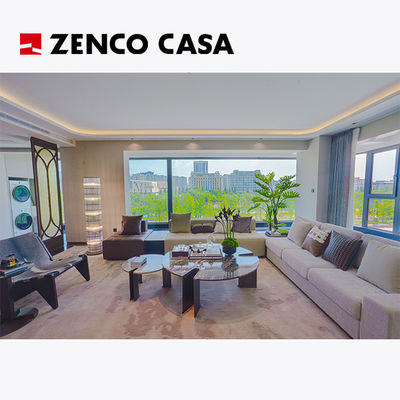 Modernes Wohnzimmer mit Mehrsitz-Sofa und Marmor-Tisch